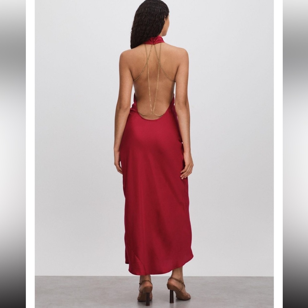 SAVANNAH MORROW PEACE SILK CHAIN DETAIL RADHIKA MAXI DRESS